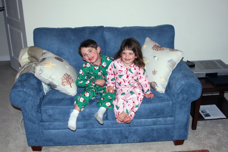 Grandchildren try out the new love seat